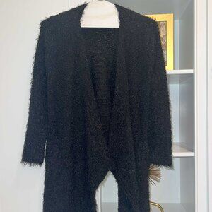 Jolt Black Fuzzy Cardigan Sweater - Size Small